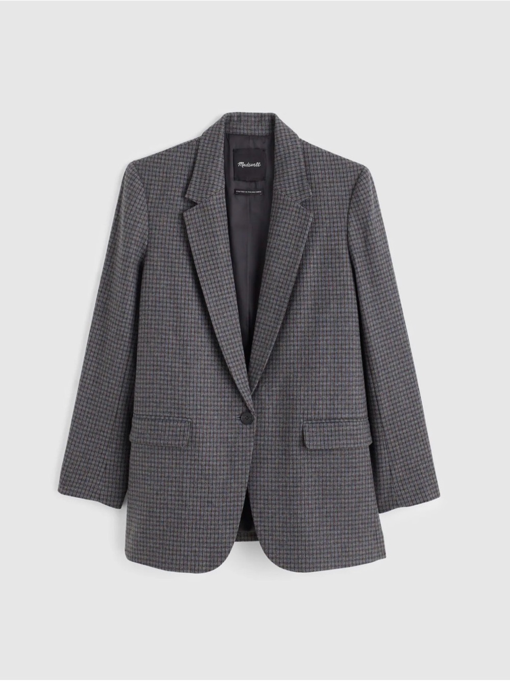 Madewell Gray Houndstooth Single-Button Blazer